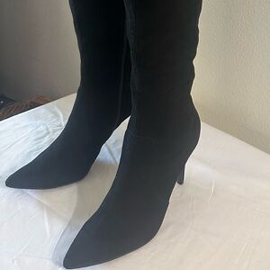The Lovely Black Suede Over The Knee Boots